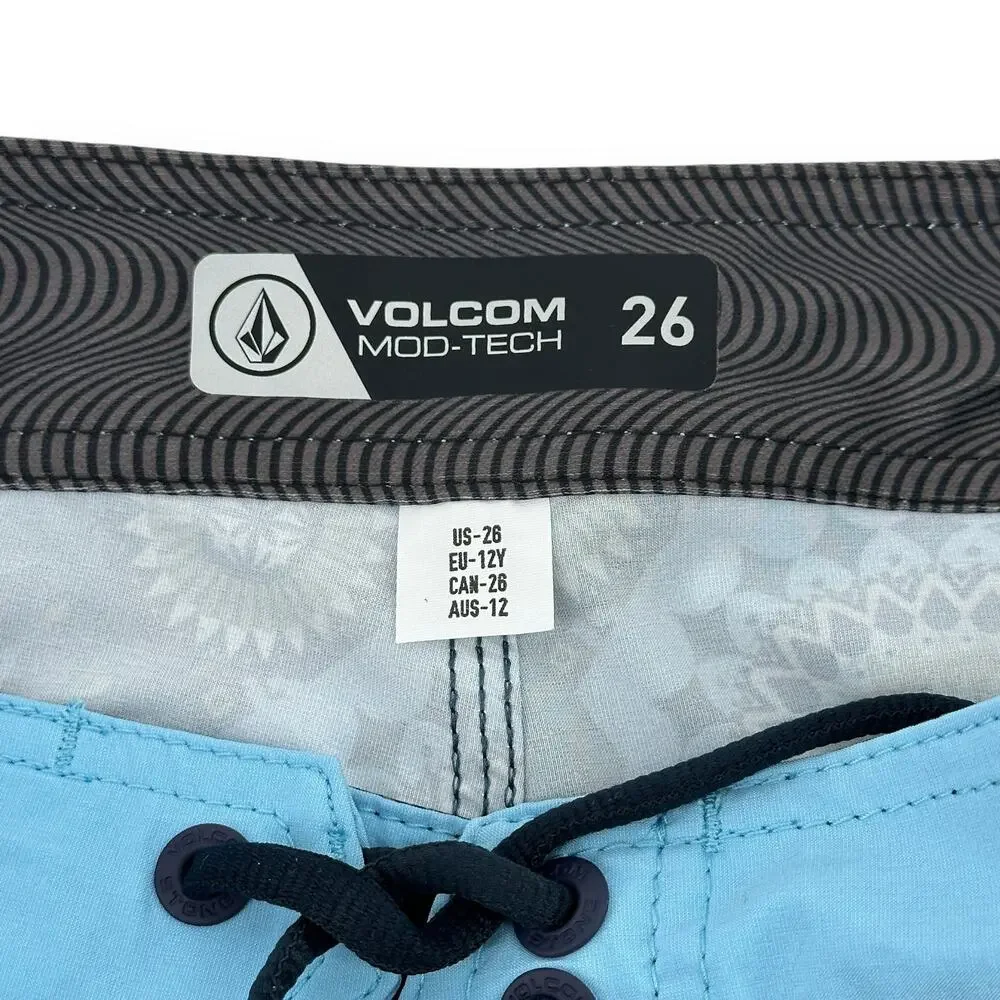 Volcom Mod Barnacle Medallion Scallop Print Board Shorts Boys Size 26 12 14 M